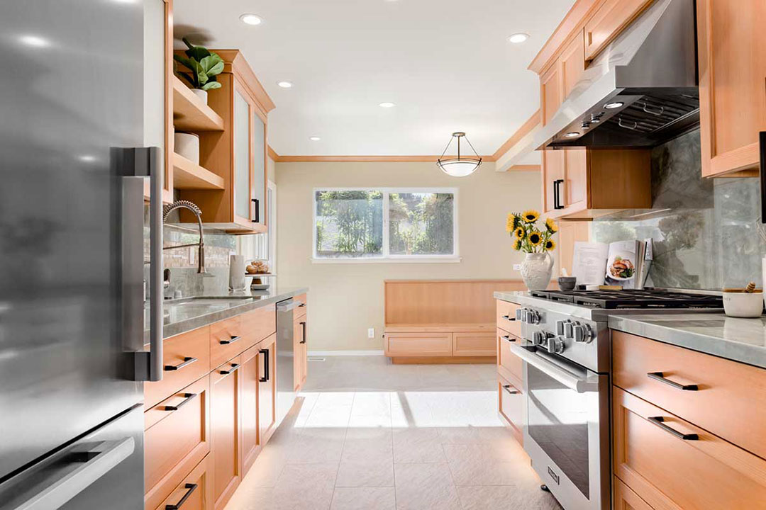 Galley Kitchen Remodel with Built-In Eating Nook in Soquel, CA