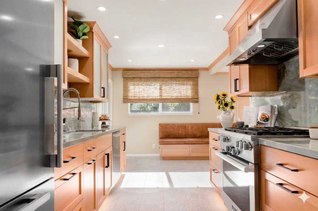 Galley Kitchen Remodel with Built-In Eating Nook in Soquel, CA