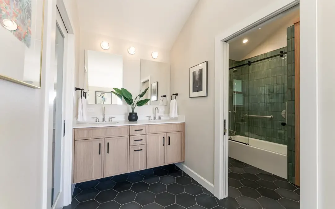 Modern Primary Bathroom Remodel in Aptos, CA with Warm, Inviting Design